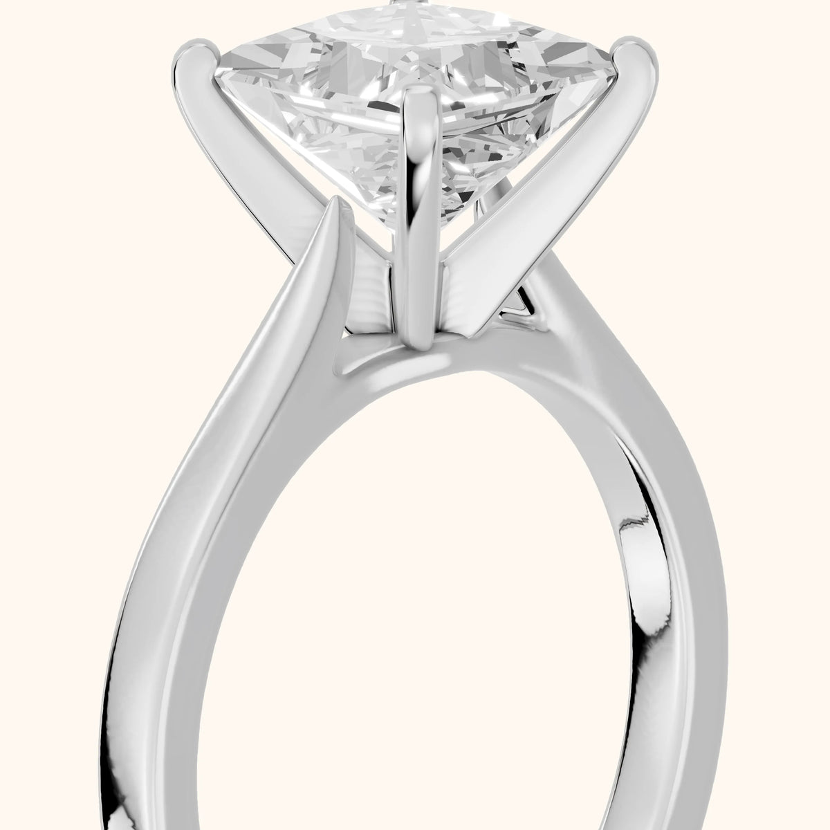 Cicely Solitaire Cathedral Princess Diamond Engagement Ring in White Gold - slant-view.webp