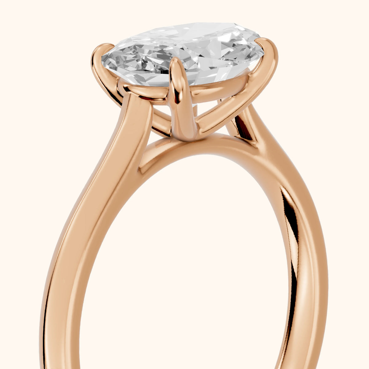 Novella East-West Solitaire Oval Diamond Engagement Ring in Rose Gold - slant-view.webp