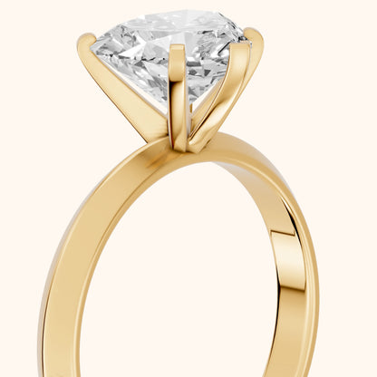 June Solitaire Knife Edge Heart Diamond Engagement Ring in Yellow Gold - slant-view.webp
