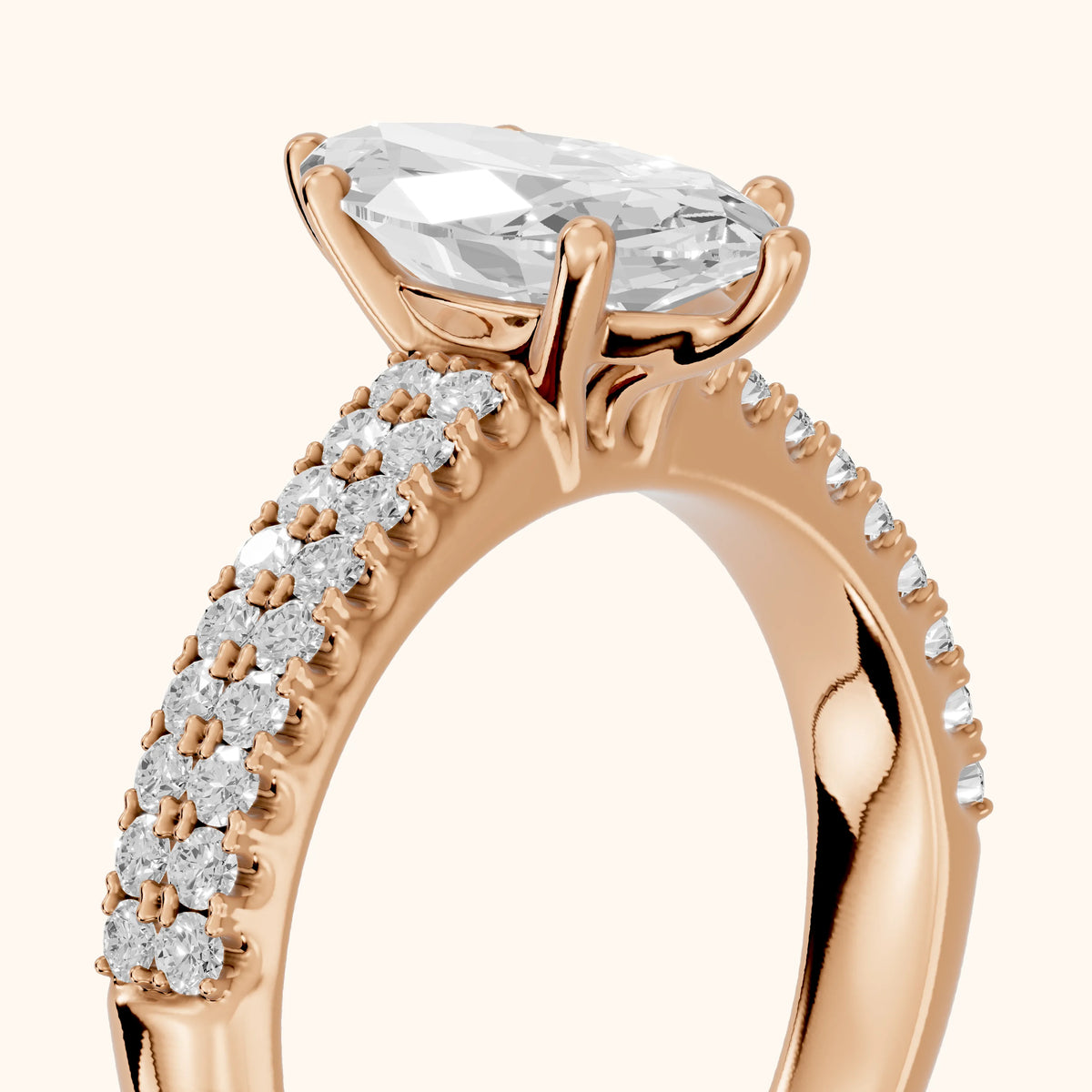 Allison Wide Band Pavé Marquise Diamond Engagement Ring in Rose Gold - slant-view.webp