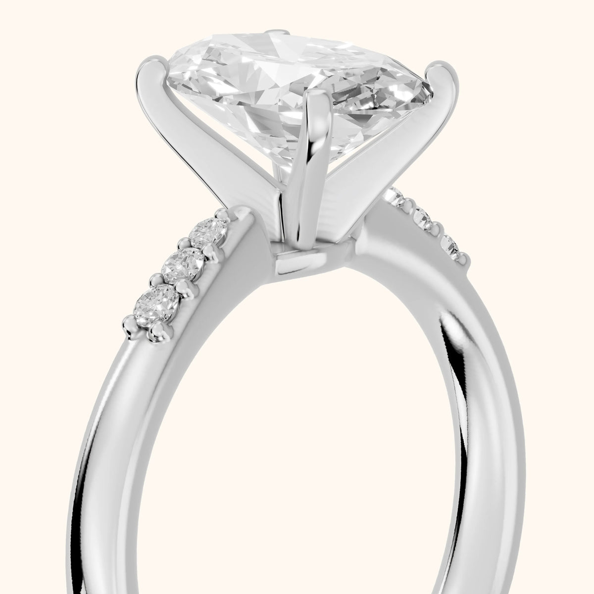 Eugenie Flush-Set Oval Diamond Engagement Ring in White Gold - slant-view.webp