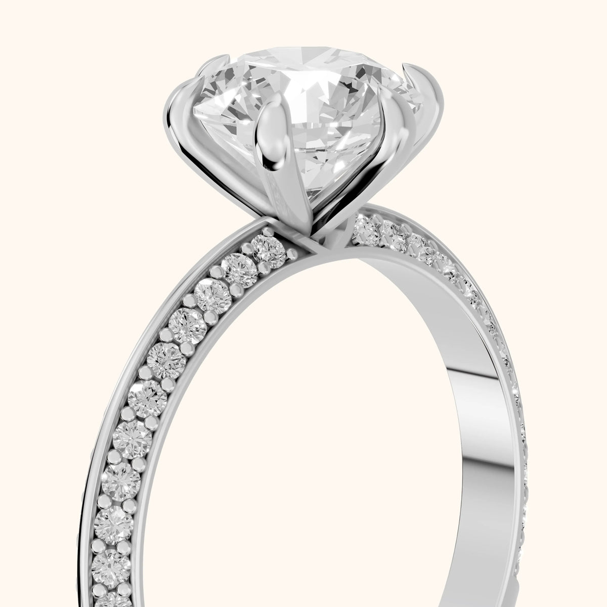 Meredith Knife Edge Pavé Round Diamond Engagement Ring in Platinum - slant-view.webp