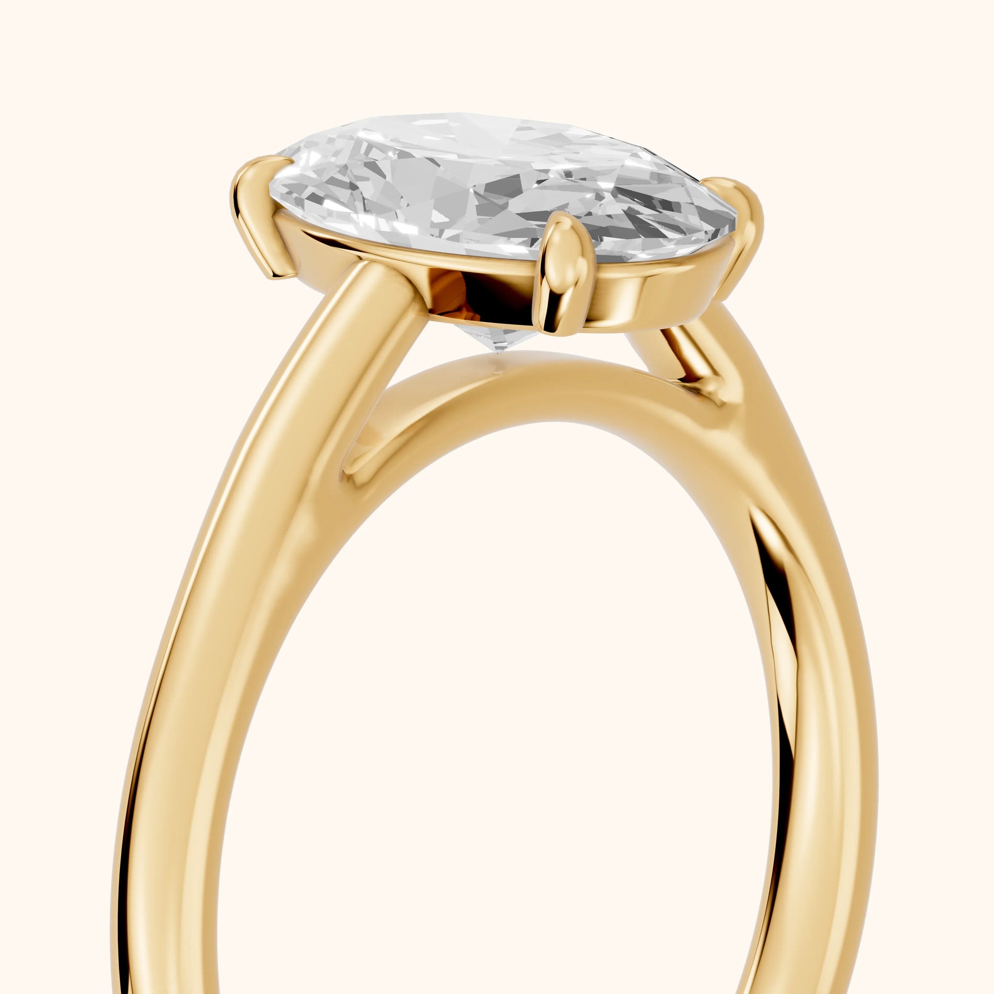Sadie Cathedral Solitaire Oval Diamond Ring in Yellow Gold - slant-view.webp