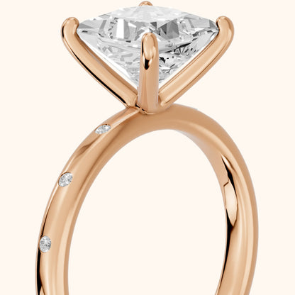 Dulcie Flush-Set Princess Diamond Engagement Ring in Rose Gold - slant-view.webp