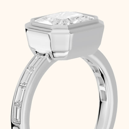 Darcy Bezel Channel Set Radiant Diamond Engagement Ring in White Gold - slant-view.webp