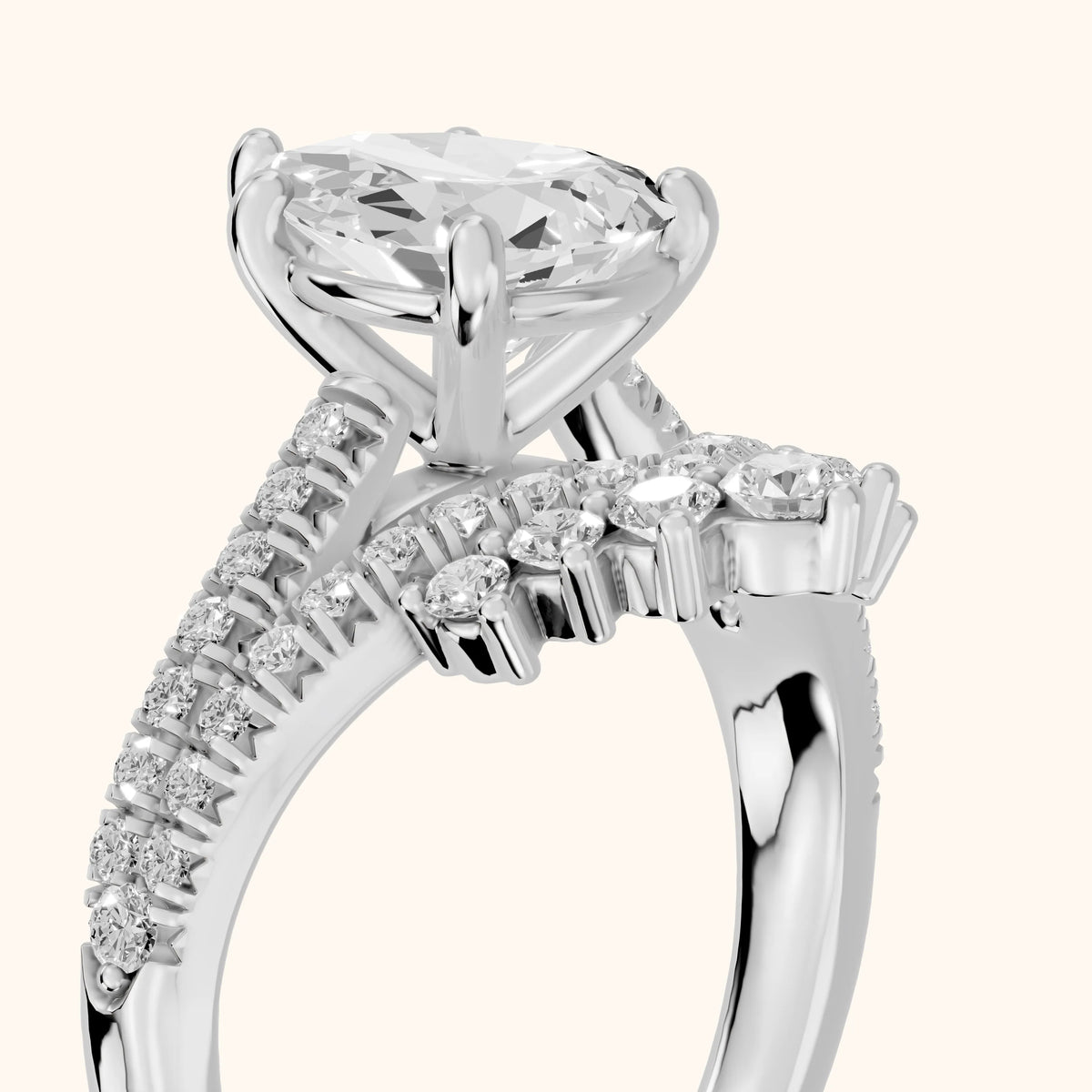 Annette Split Shank Pavé Pear Diamond Engagement Ring in Platinum - slant-view.webp
