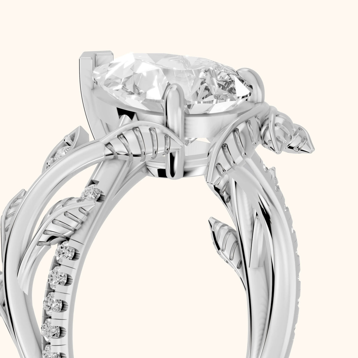 Solana Vine Bypass Pear Diamond Engagement Ring in Silver - slant-view.webp