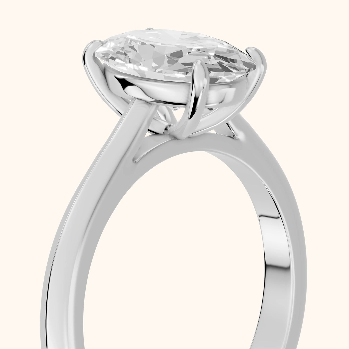 Kalia Knife Edge Solitaire Oval Diamond Engagement Ring in Platinum - slant-view.webp