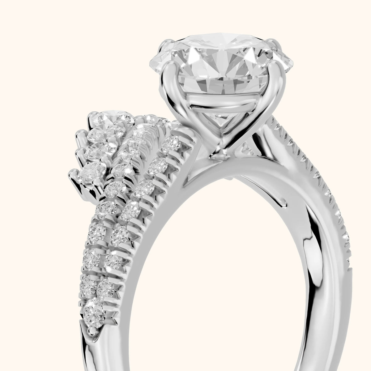 Annette Split Shank Pavé Round Diamond Engagement Ring in White Gold - slant-view.webp