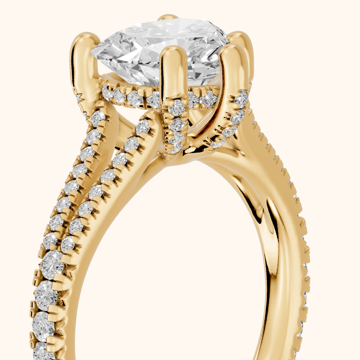 Giovanna Hidden Halo Split Shank Heart Diamond Engagement Ring in Yellow Gold - slant-view.webp