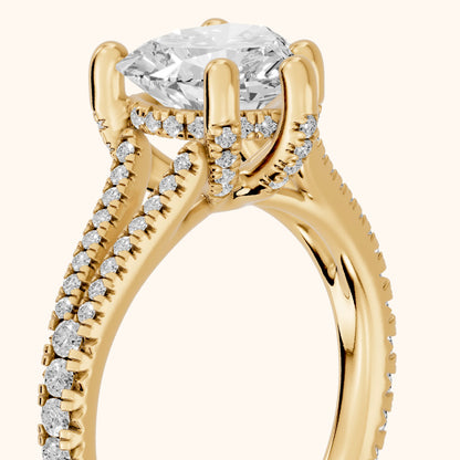 Giovanna Hidden Halo Split Shank Heart Diamond Engagement Ring in Yellow Gold - slant-view.webp