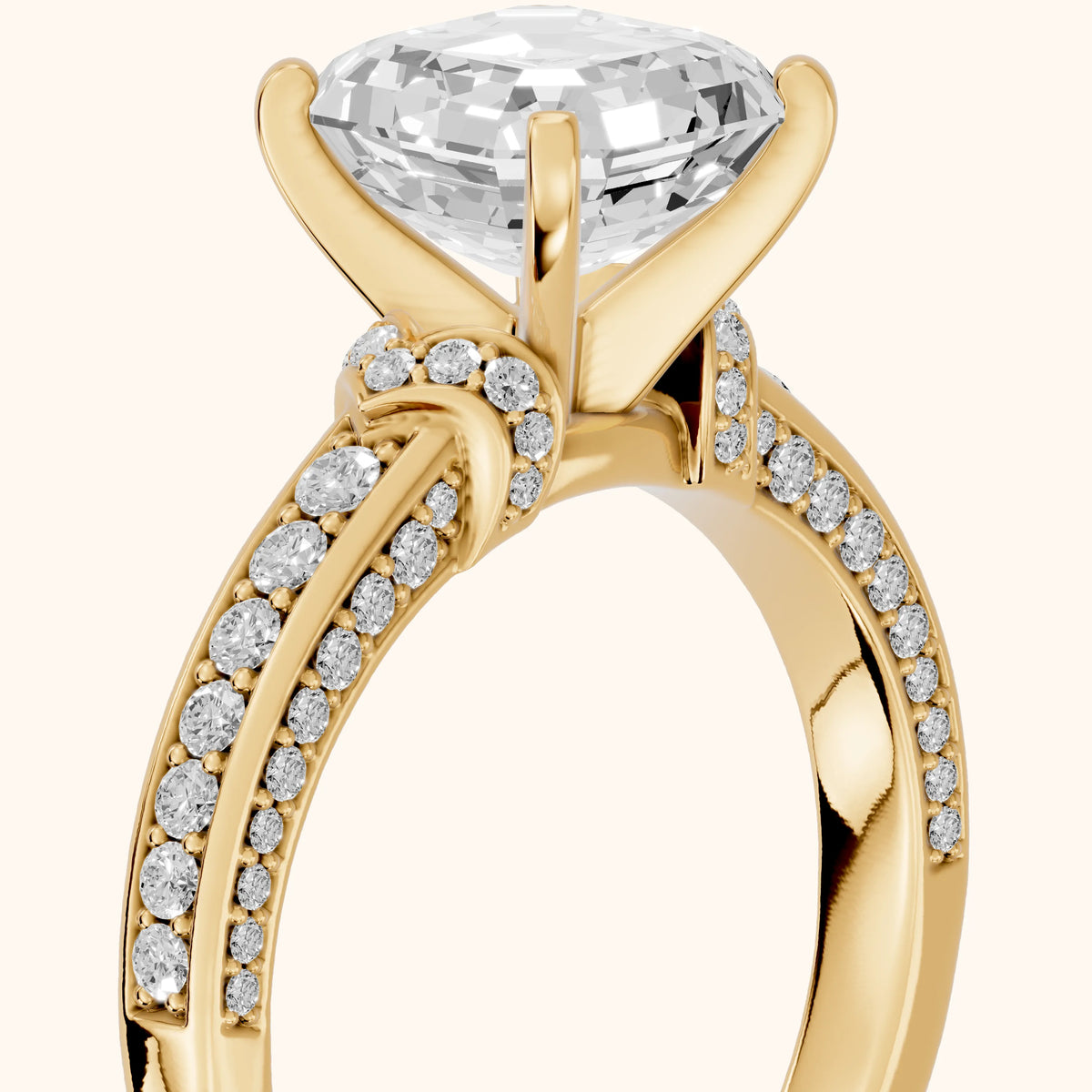 Anabelle Statement Pavé Asscher Diamond Engagement Ring in Yellow Gold - slant-view.webp