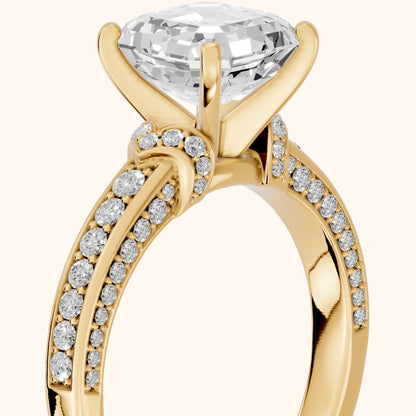 Anabelle Statement Pavé Asscher Diamond Engagement Ring in Yellow Gold - slant-view.webp