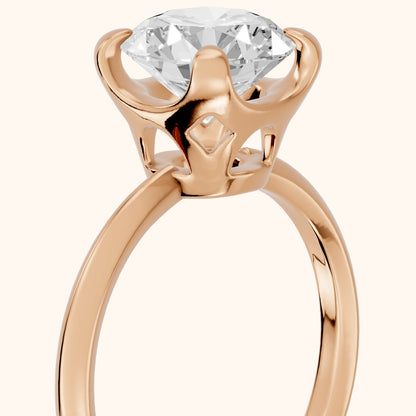 Adele Crown Solitaire Round Diamond Engagement Ring in Rose Gold - slant-view.webp