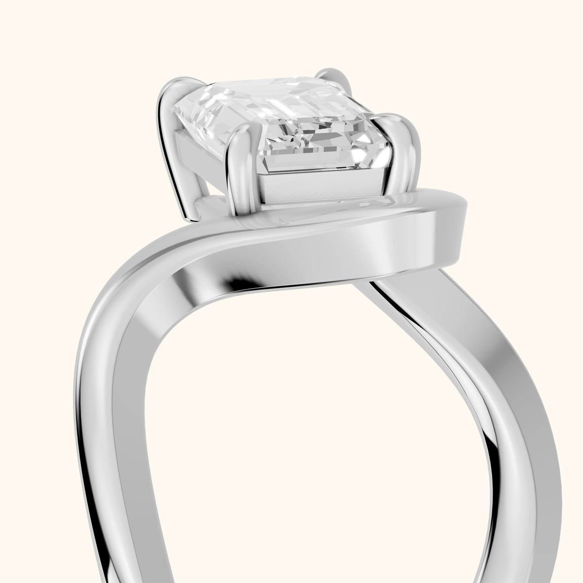 Empire Solitaire Bypass Emerald Diamond Engagement Ring in Platinum - slant-view.webp