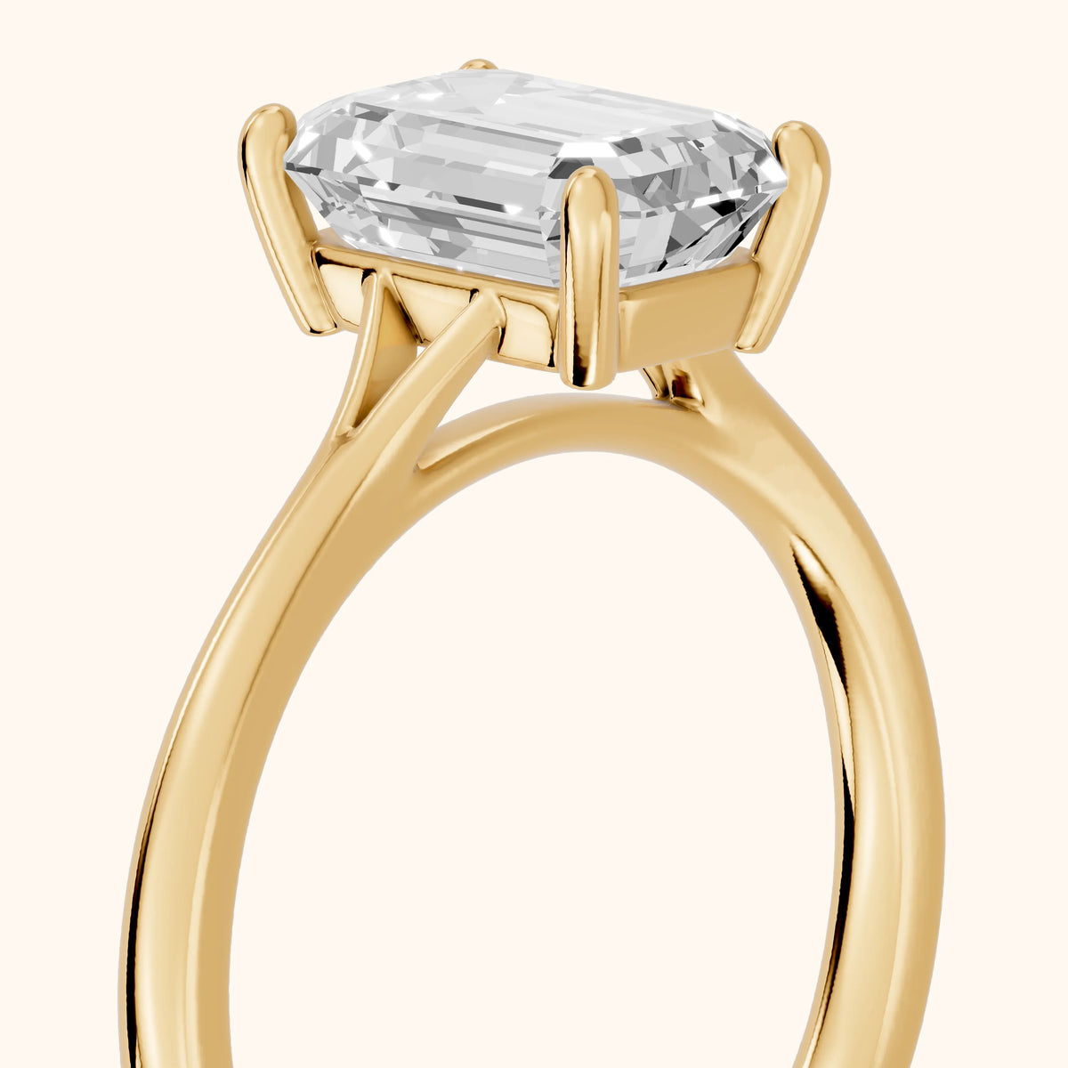 Blanche Solitaire Split Shank Emerald Diamond Engagement Ring in Yellow Gold - slant-view.webp