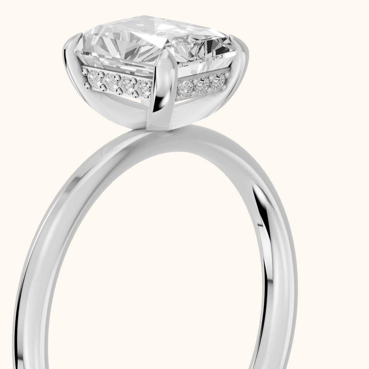 Charlotte Charm Solitaire Radiant Diamond Engagement Ring in Silver - slant-view.webp