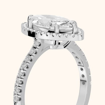 Mabel Halo French Pavé Marquise Diamond Engagement Ring in Silver - slant-view.webp