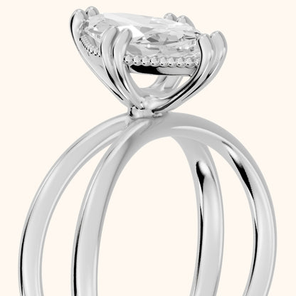 Yvonne Crossover Solitaire Marquise Diamond Engagement Ring in Silver - slant-view.webp