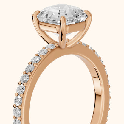Aisha Pavé Solitaire Asscher Diamond Engagement Ring in Rose Gold - slant-view.webp