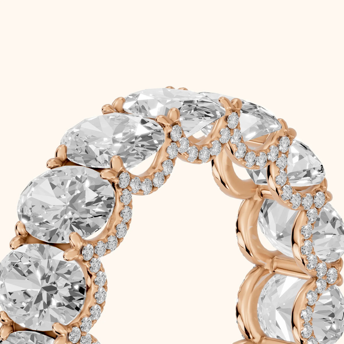 Rina East-West Oval Diamond Eternity Band in Rose Gold - slant-view