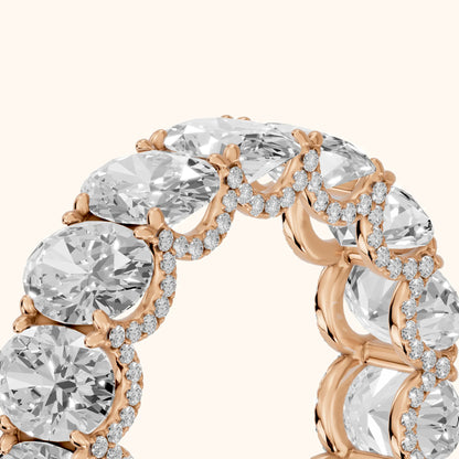 Rina East-West Oval Diamond Eternity Band in Rose Gold - slant-view