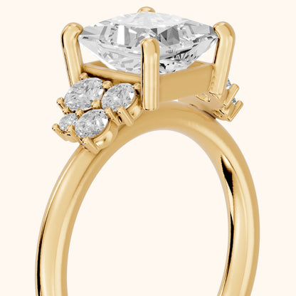 Hannah Cluster Princess Diamond Engagement Ring in Yellow Gold - slant-view.webp