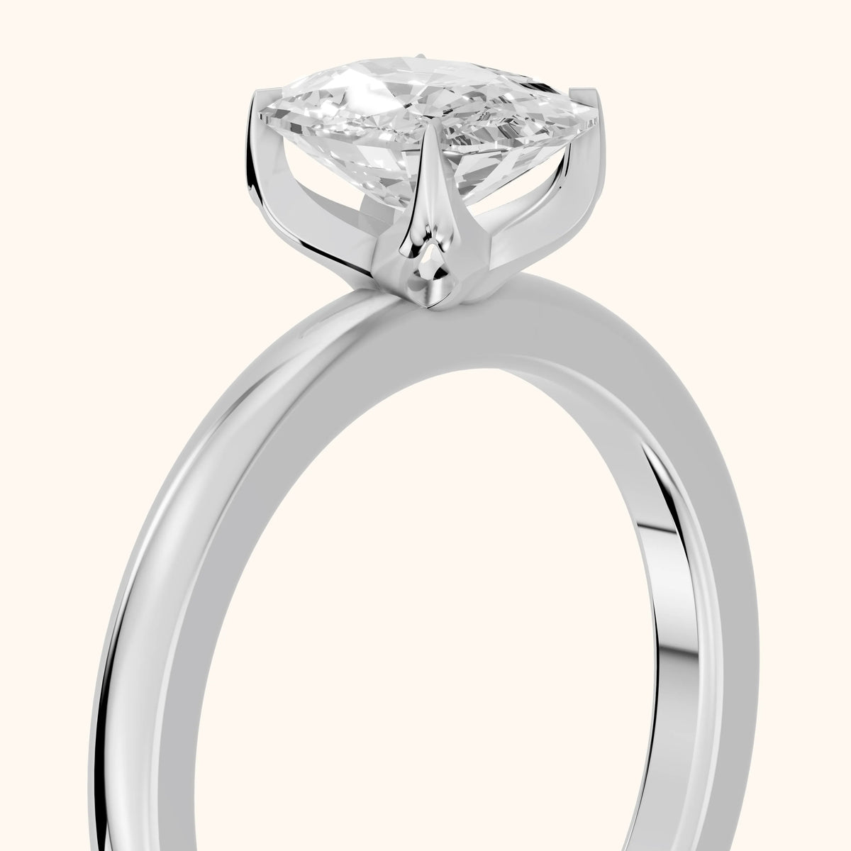 Serena Blossom Solitaire Cushion Diamond Engagement Ring in White Gold - slant-view.webp
