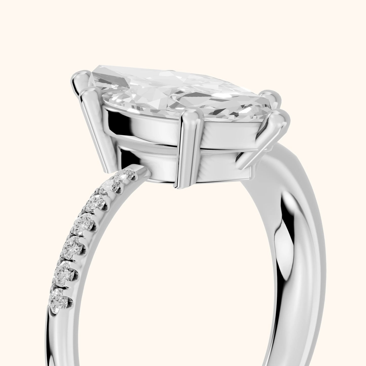 Rosie Solitaire Basket Marquise Diamond Engagement Ring in Platinum - slant-view.webp