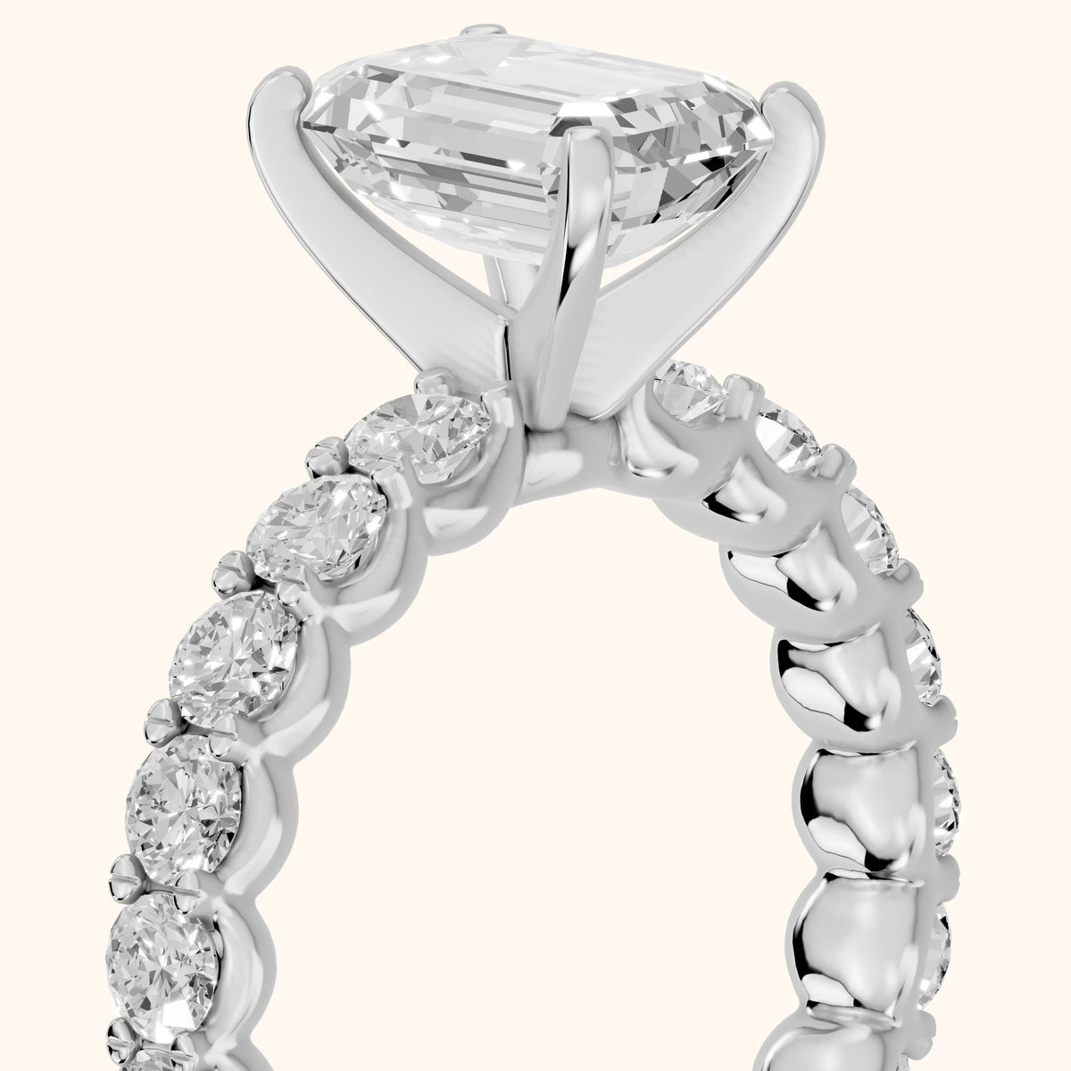 Leta Infinity Pavé Emerald Diamond Engagement Ring in Silver - slant-view.webp