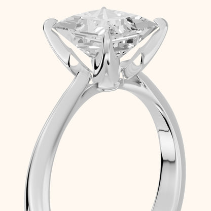 Evie Solitaire Six-Prong Princess Diamond Engagement Ring in Silver - slant-view.webp