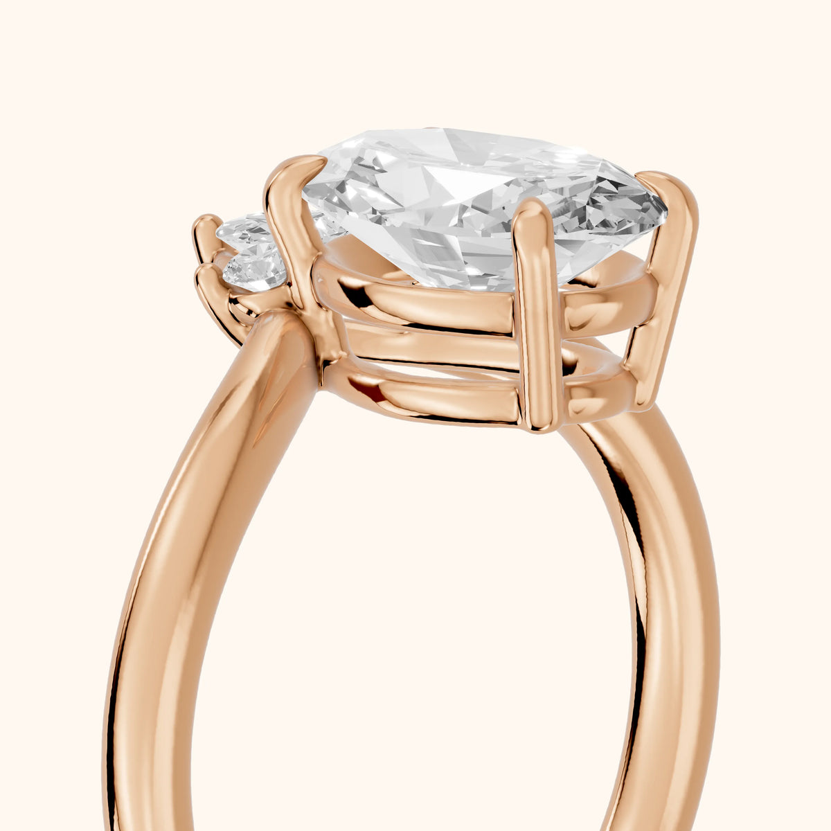 Isadora Bypass Cluster Oval Diamond Engagement Ring in Rose Gold - slant-view.webp