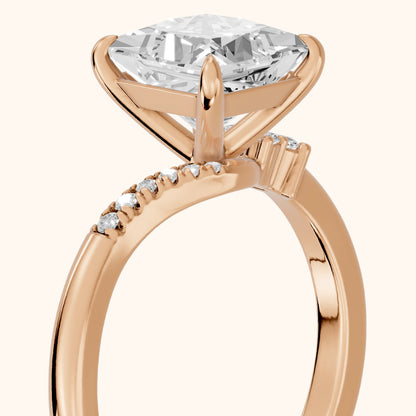 Nicoletta Bypass Pavé Princess Diamond Engagement Ring in Rose Gold - slant-view.webp