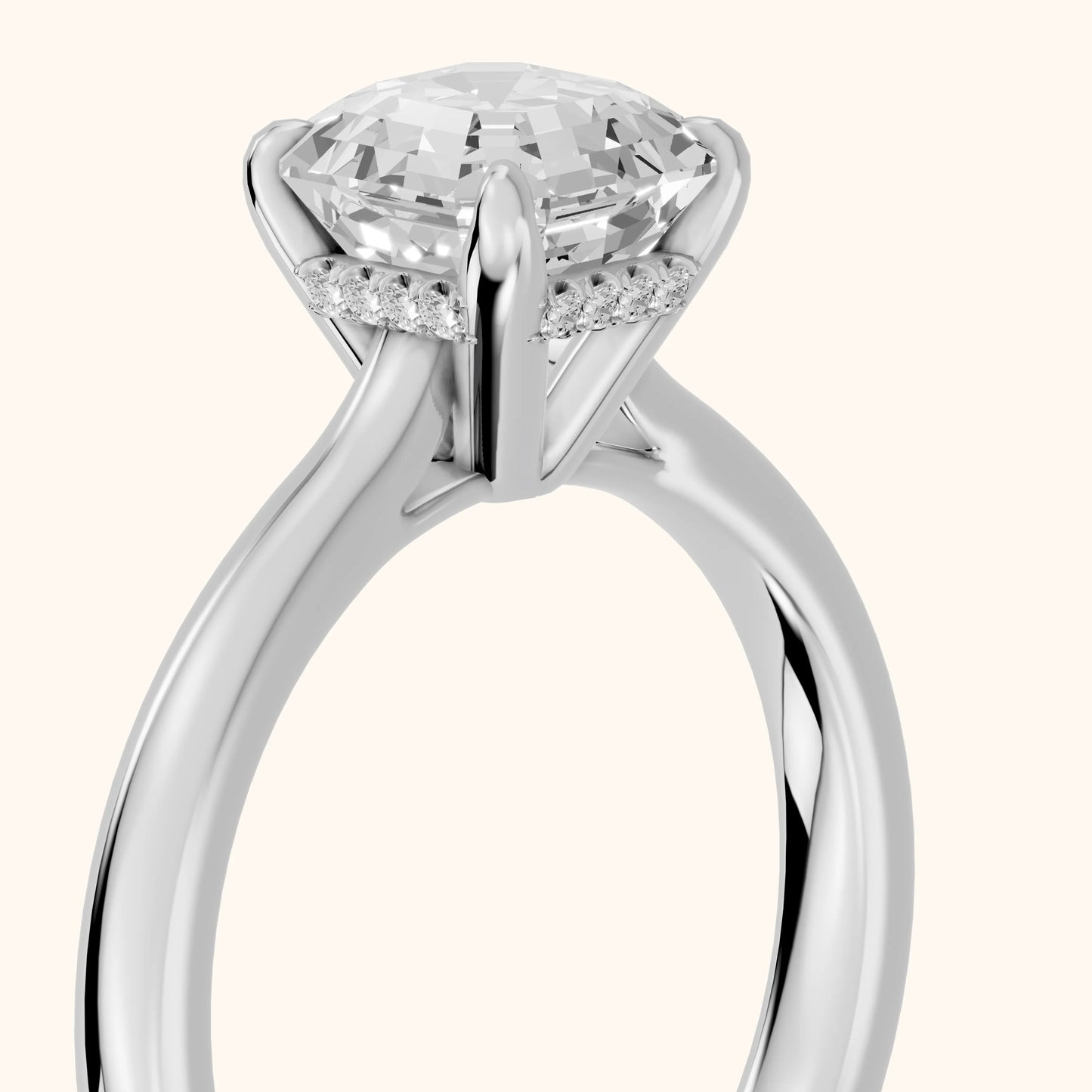 Mena Hidden Halo Asscher Diamond Engagement Ring in Silver - slant-view.webp