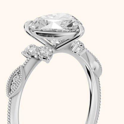 Naomi Vintage Milgrain Heart Diamond Engagement Ring in Platinum - slant-view.webp