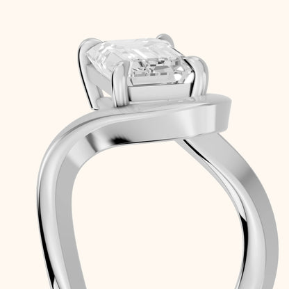 Empire Solitaire Bypass Emerald Diamond Engagement Ring in Silver - slant-view.webp