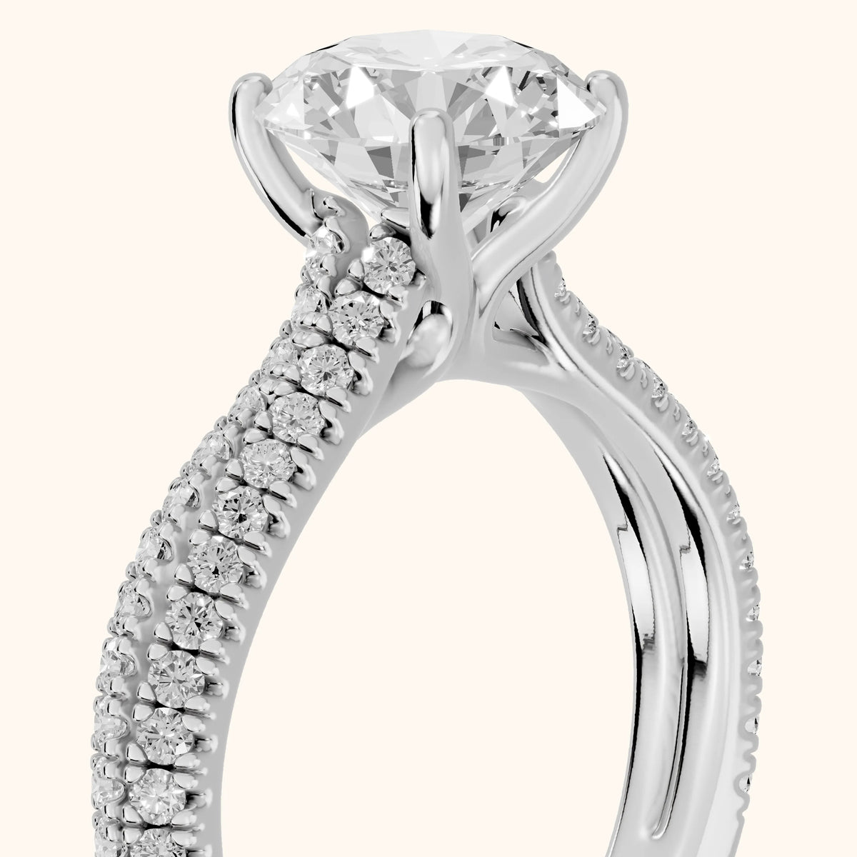 Ottilie Split Shank Pavé Round Diamond Engagement Ring in Silver - slant-view.webp