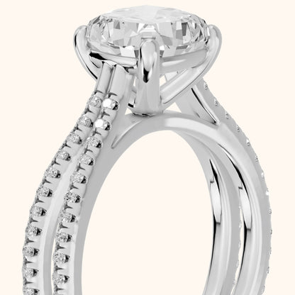 Alana Split Shank Pavé Cushion Diamond Engagement Ring in Silver - slant-view.webp