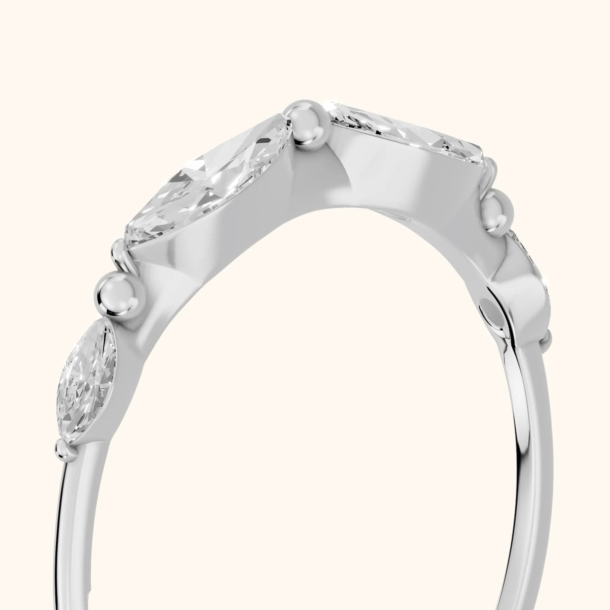 Simona Petite Marquise Diamond Wedding Band in Silver - slant-view