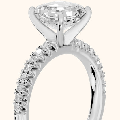 Iona French Pavé Asscher Diamond Engagement Ring in Platinum - slant-view.webp