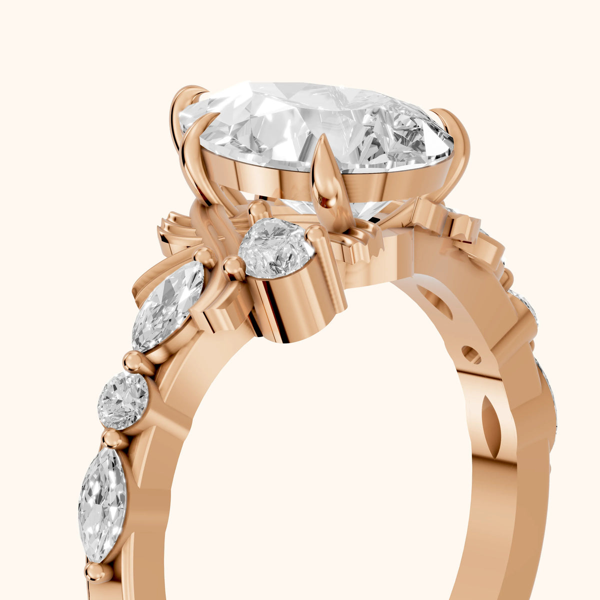 Lanai Marquise-Side Pear Diamond Engagement Ring in Rose Gold - slant-view.webp