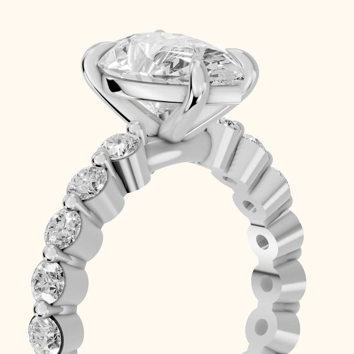 Piper Sidestone Pear Diamond Engagement Ring in Silver - slant-view.webp