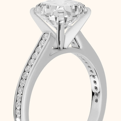 Carrie Cathedral Channel Set Cushion Diamond Engagement Ring in Silver - slant-view.webp