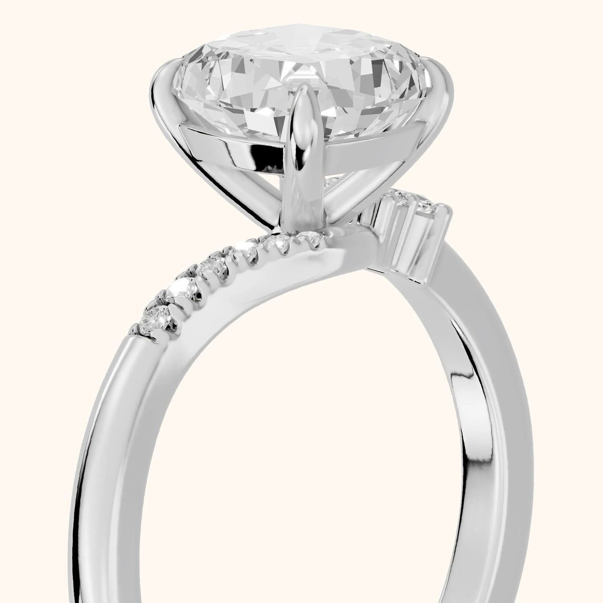Nicoletta Bypass Pavé Cushion Diamond Engagement Ring in Silver - slant-view.webp