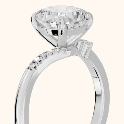 Nicoletta Bypass Pavé Cushion Diamond Engagement Ring in Silver - slant-view.webp