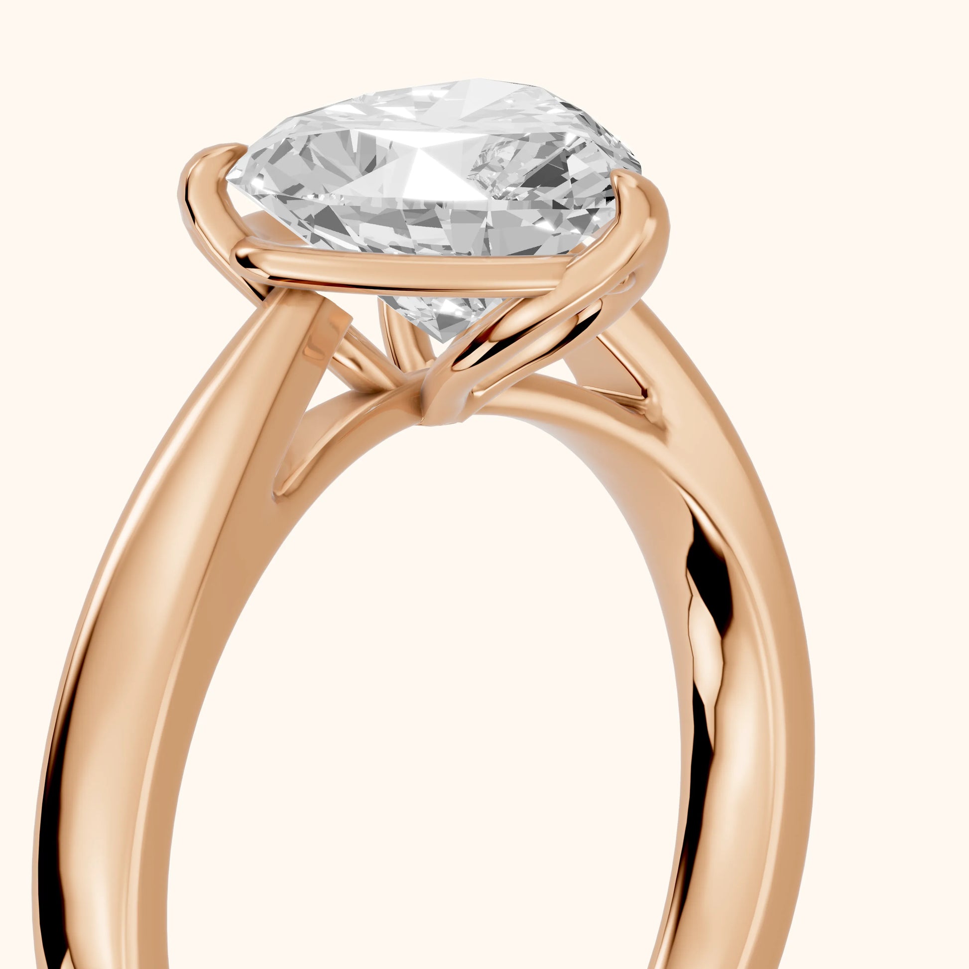 Lucia Solitaire Six-Prong Heart Diamond Engagement Ring in Rose Gold - slant-view.webp