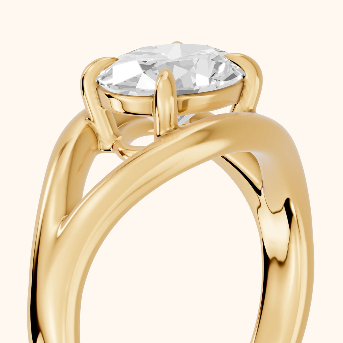 Madeleine Split Shank Oval Diamond Engagement Ring in Yellow Gold - slant-view.webp