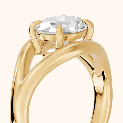Madeleine Split Shank Oval Diamond Engagement Ring in Yellow Gold - slant-view.webp