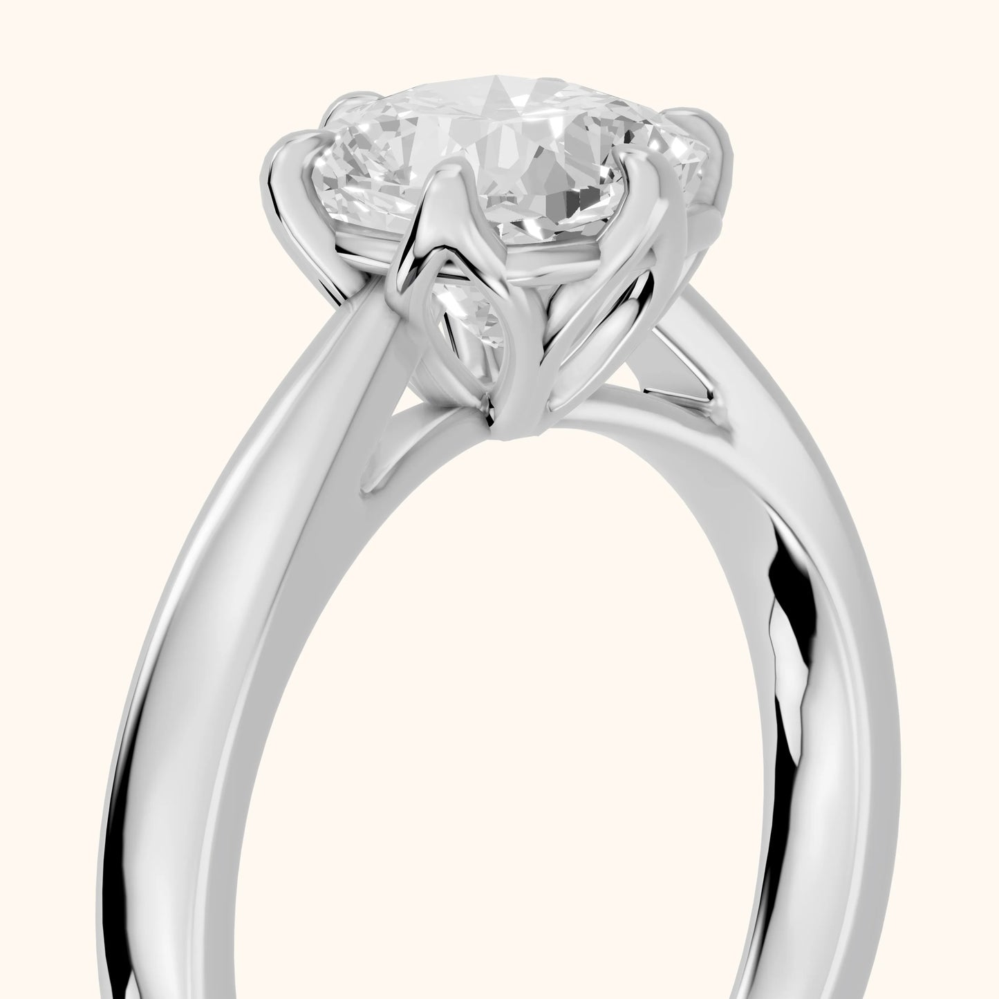 Lucia Solitaire Six-Prong Cushion Diamond Engagement Ring in Silver - slant-view.webp