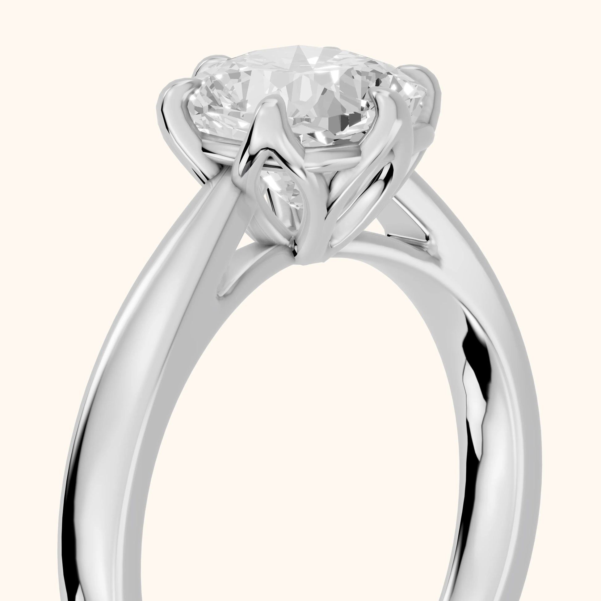Lucia Solitaire Six-Prong Cushion Diamond Engagement Ring in Silver - slant-view.webp